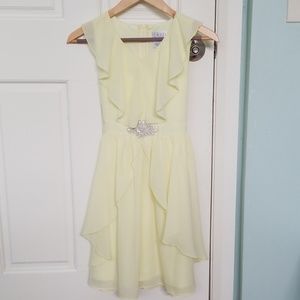 Girls light yellow chiffon dress, size 16